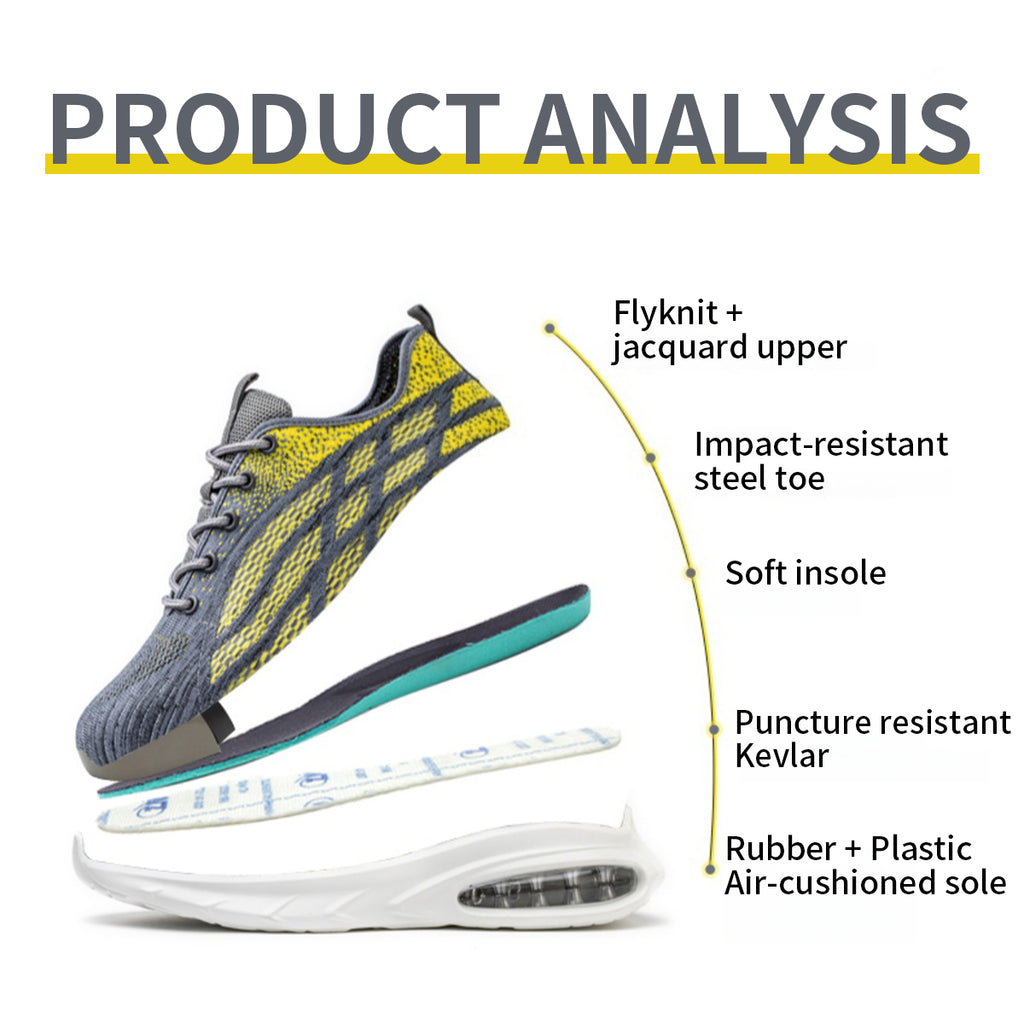 Men's Steel Toe Safety Shoes, Lightweight Breathable Comfortable Sports Sneakers, Anti-smash Anti-puncture Durable Protective Shoes for Daily Work, Closed