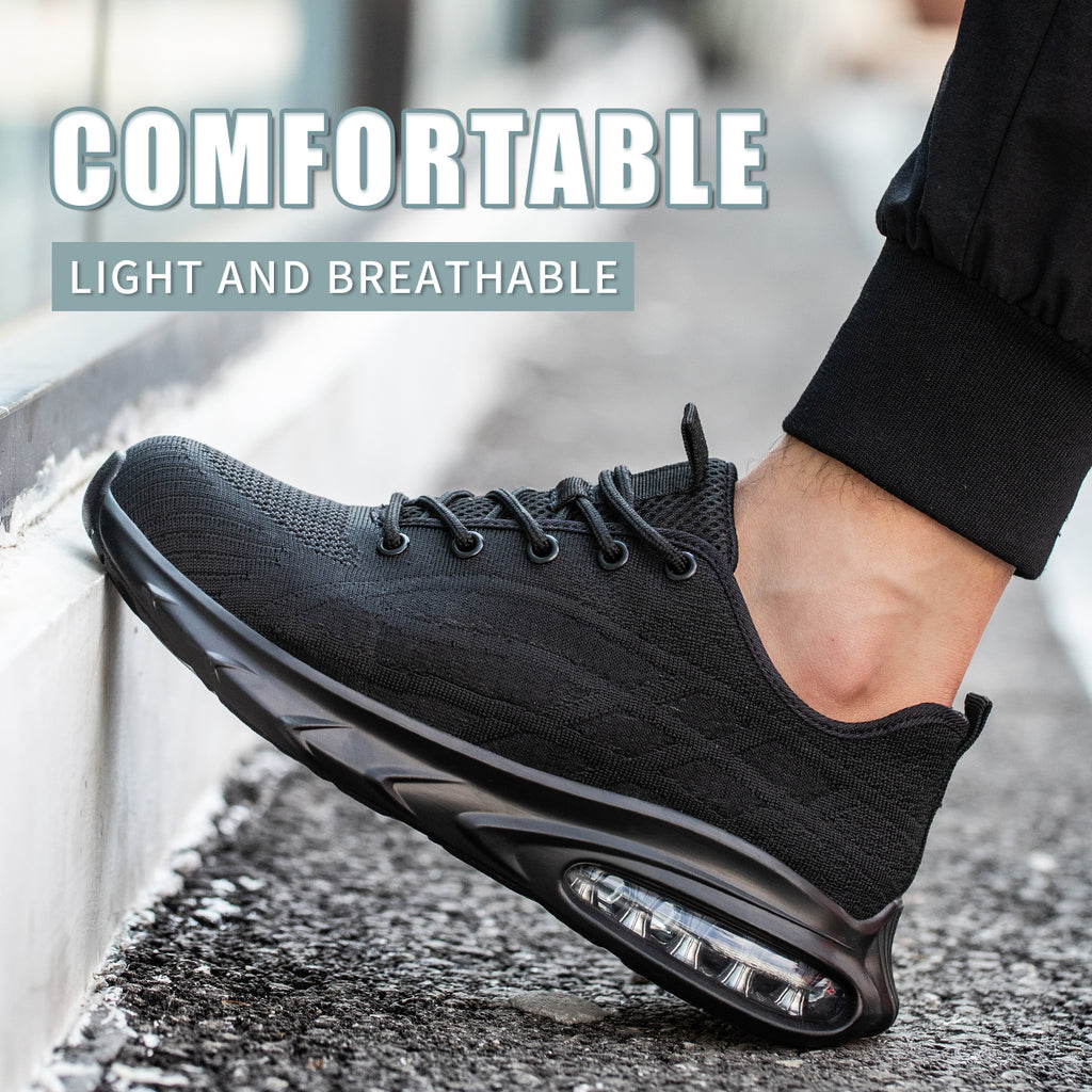 Men's Steel Toe Safety Shoes, Lightweight Breathable Comfortable Sports Sneakers, Anti-smash Anti-puncture Durable Protective Shoes for Daily Work, Closed