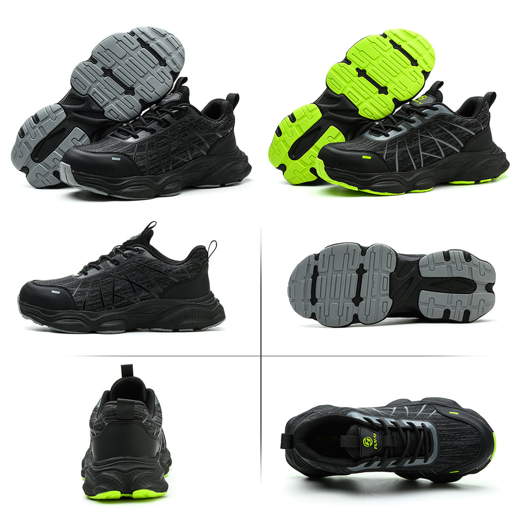 Men's Casual Lace Up Low Top Sneakers, Lightweight Work Safety Shoes, Puncture-proof Safety Security Shoes, Anti-smash Work Sneaker, Boy