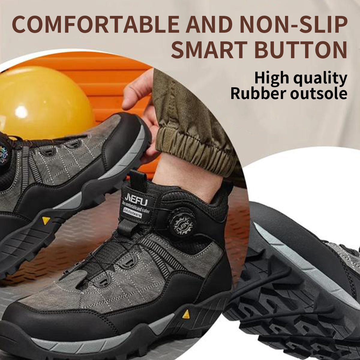 Men's Casual Lace Up Mid Top Sneakers, Fashionable Anti-smash Safety Shoes for Industrial Construction, Daily Work Shoes, Comfortable Work Boot, Boy