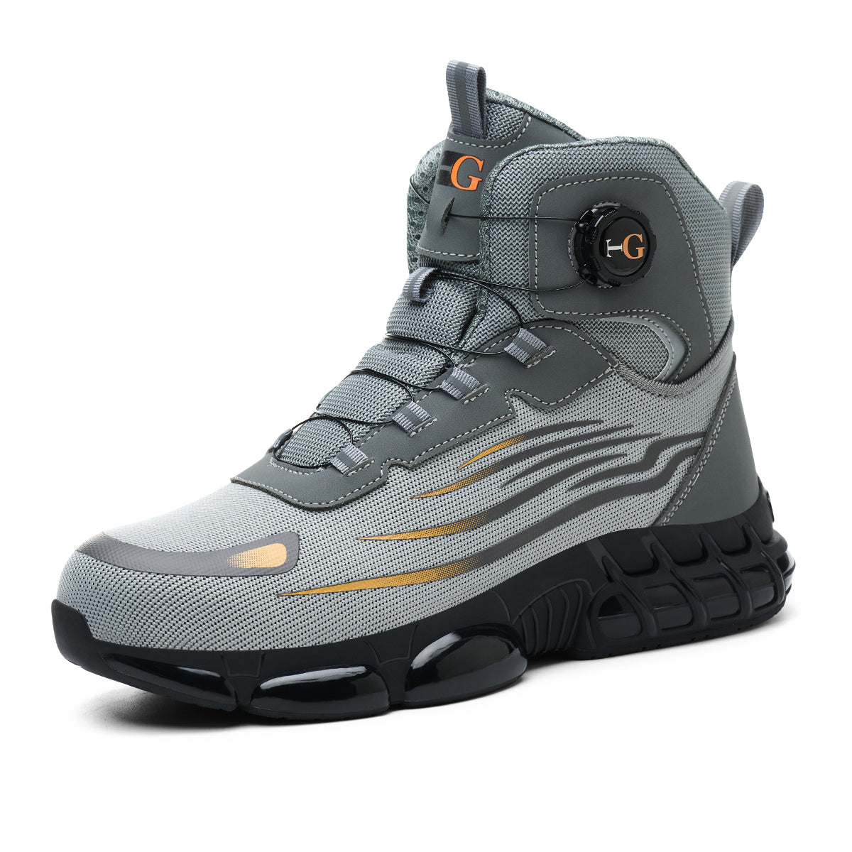 Men's Lace-Up Mid-top Puncture & Smash Resistant Safety Shoes, Lightweight Steel Toe Sneakers, Non-slip Safety Shoes, Puncture-resistant Composite Steel Toe Shoes, Boy