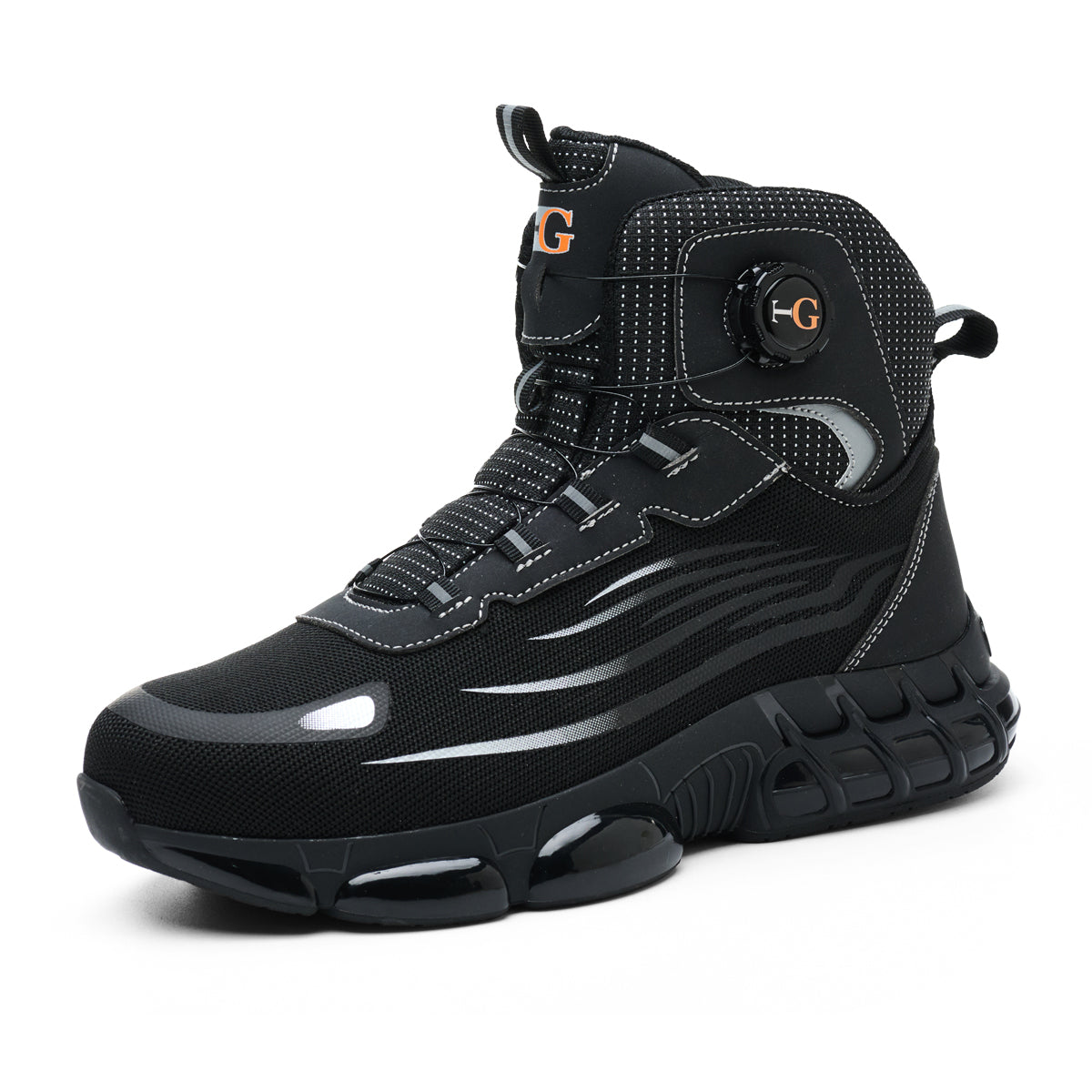 Men's Lace-Up Mid-top Puncture & Smash Resistant Safety Shoes, Lightweight Steel Toe Sneakers, Non-slip Safety Shoes, Puncture-resistant Composite Steel Toe Shoes, Boy