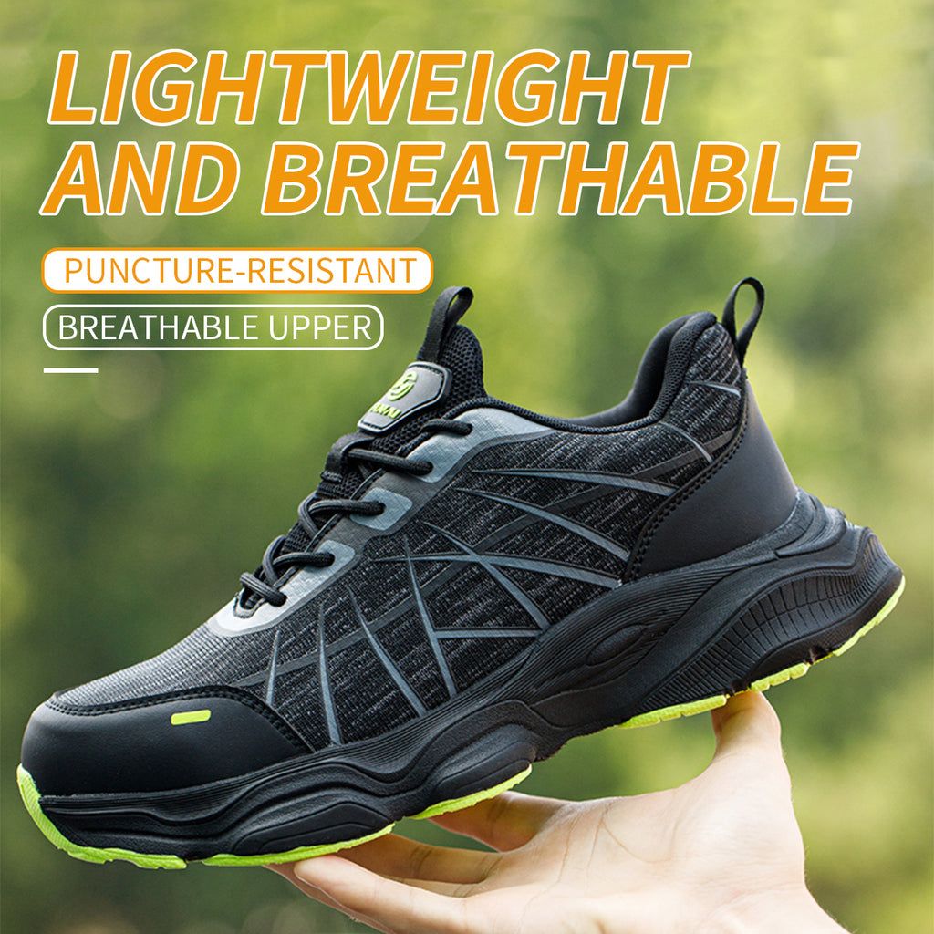 Men's Casual Lace Up Low Top Sneakers, Lightweight Work Safety Shoes, Puncture-proof Safety Security Shoes, Anti-smash Work Sneaker, Boy
