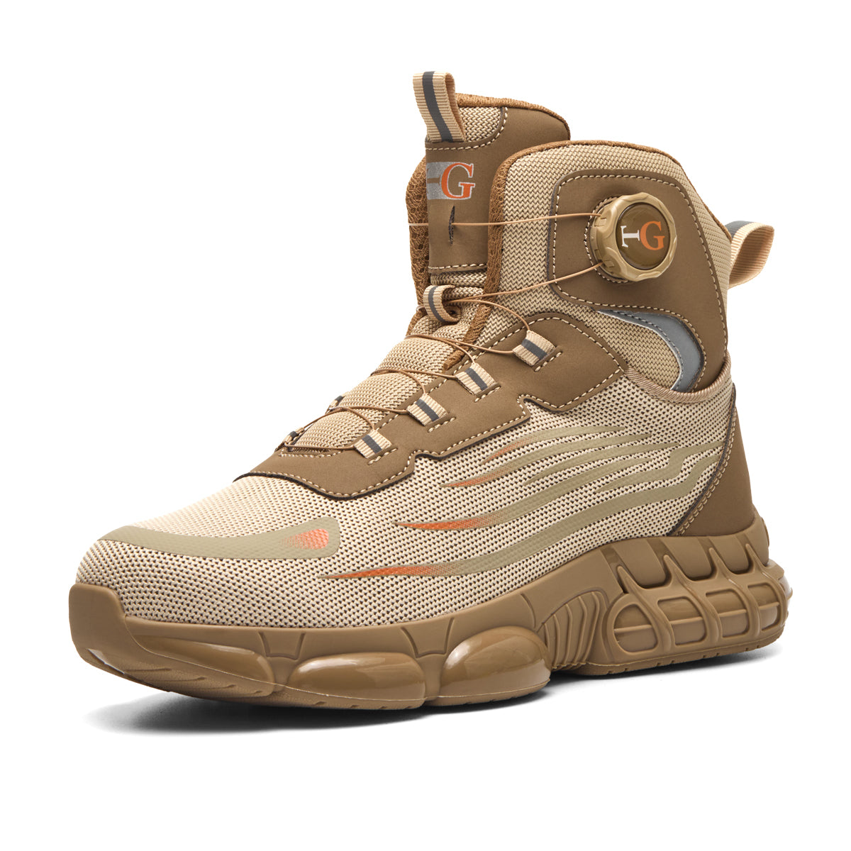 Men's Lace-Up Mid-top Puncture & Smash Resistant Safety Shoes, Lightweight Steel Toe Sneakers, Non-slip Safety Shoes, Puncture-resistant Composite Steel Toe Shoes, Boy