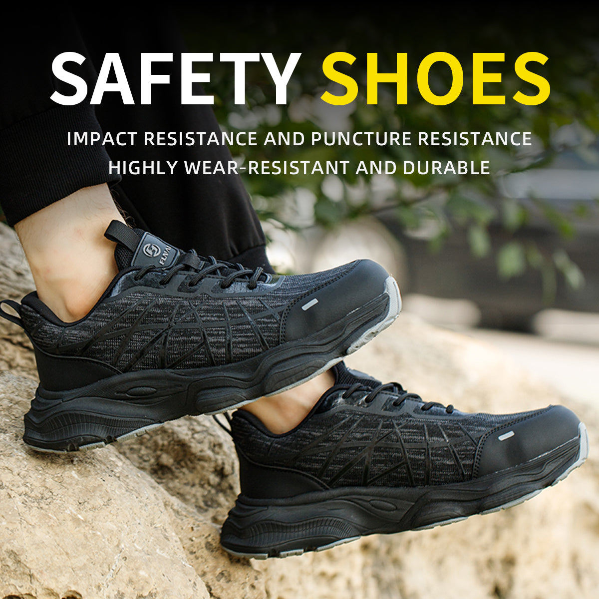 Men's Casual Lace Up Low Top Sneakers, Lightweight Work Safety Shoes, Puncture-proof Safety Security Shoes, Anti-smash Work Sneaker, Boy