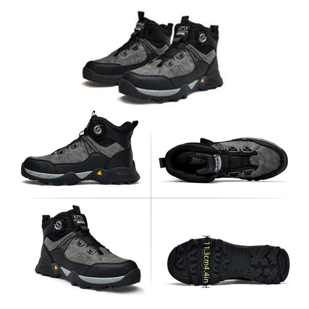 Men's Casual Lace Up Mid Top Sneakers, Fashionable Anti-smash Safety Shoes for Industrial Construction, Daily Work Shoes, Comfortable Work Boot, Boy